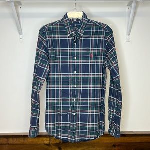 Ralph Lauren Slim Fit Blue & Green Plaid Button Down Shirt- M